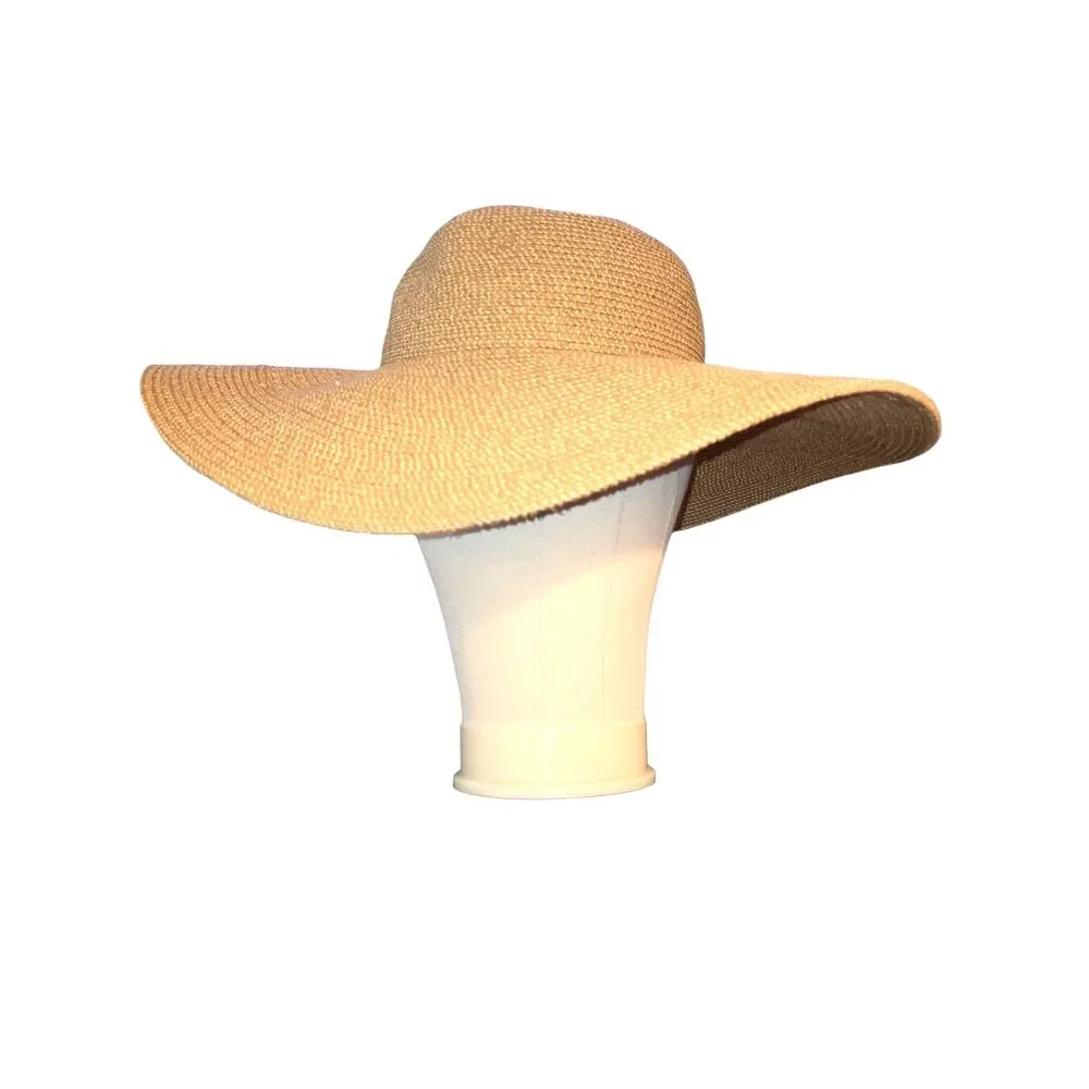 Betmar New York Style Tan Paper Straw Packable Wide Brim Floppy Beach Sun Hat OS